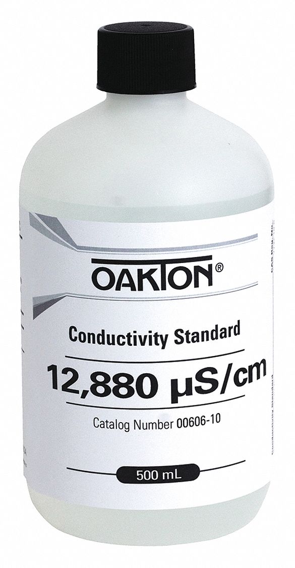 Conductivity Calibration Solution: ACS, 500 mL, 71-23-8/7447-40-7/7732-18-5, 12, 880 microsiemens, 1