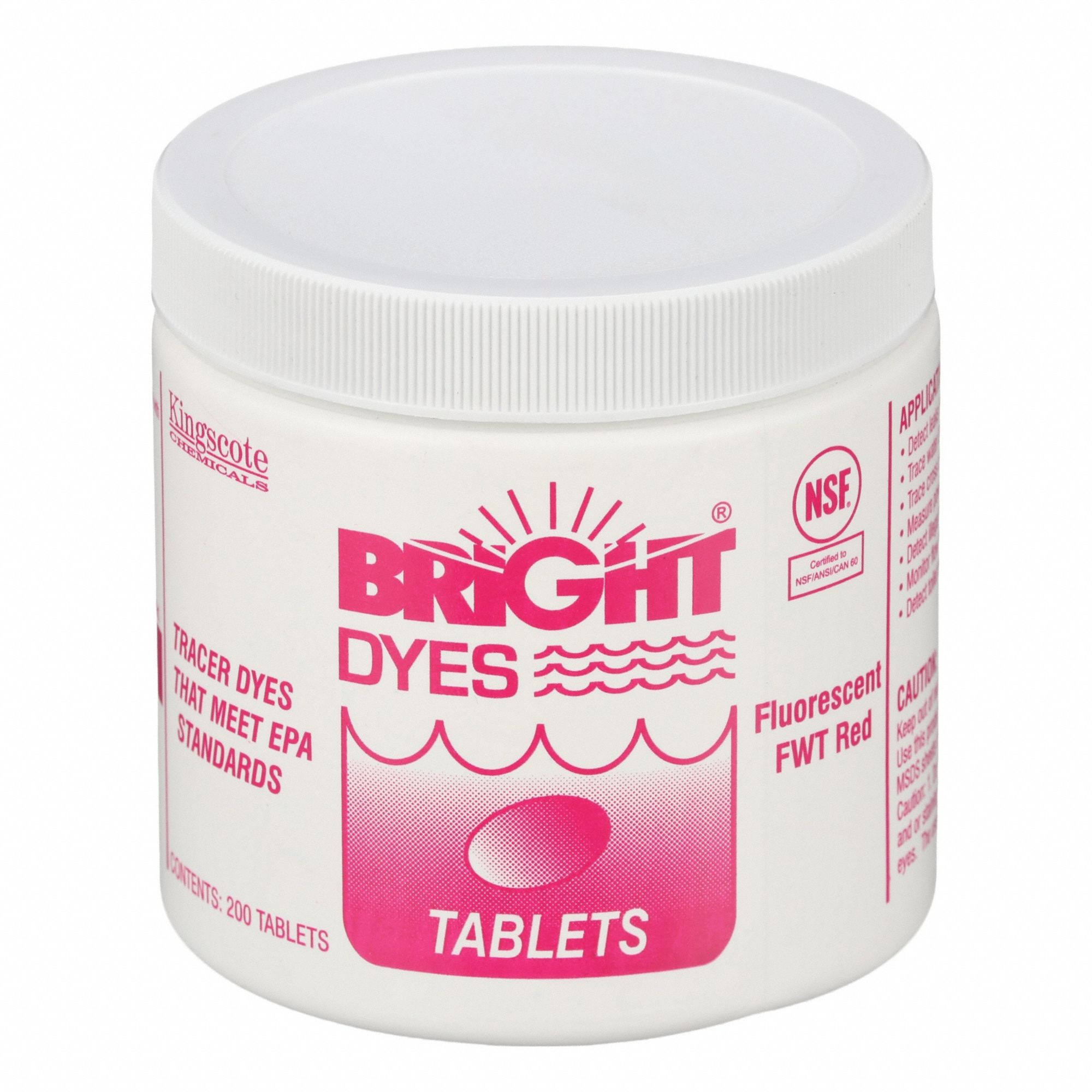 Water Tracer Dye: Red, 604 gal (Light Visual)/60 gal (Strong Visual), 3 to 6 min, Tablet