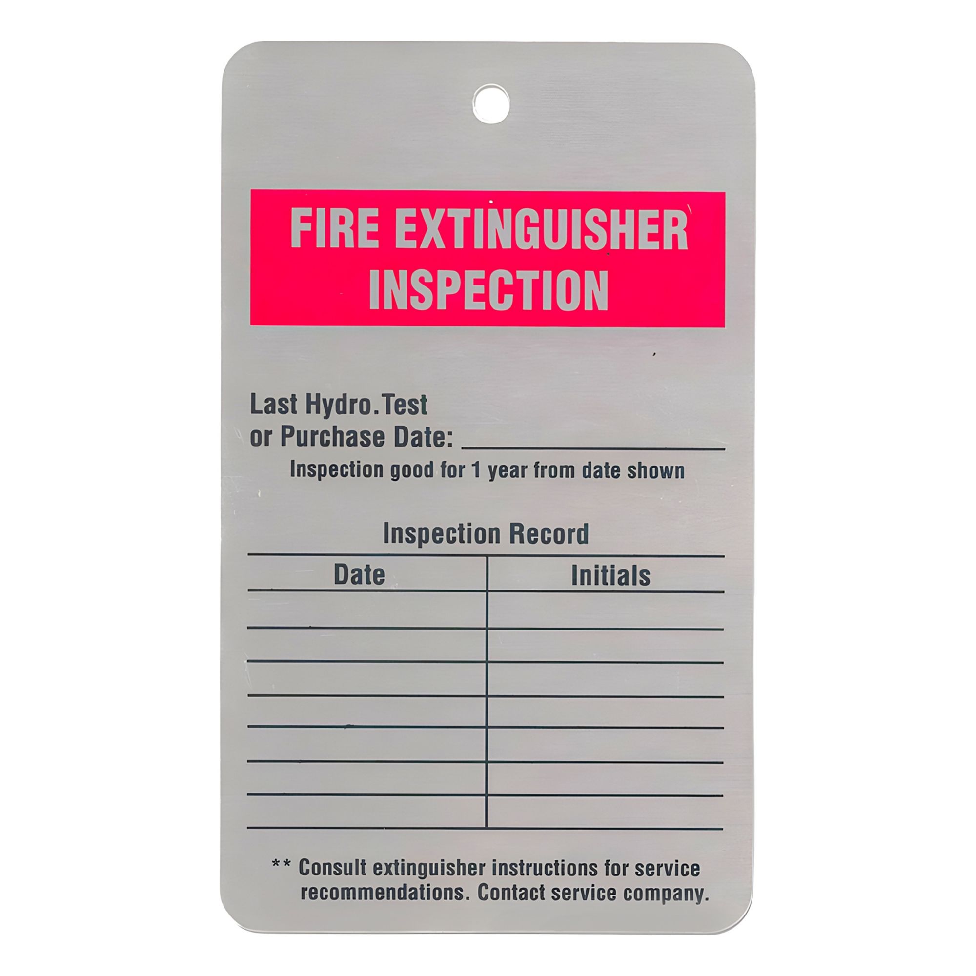 Tag: Fire, 3 in Wd, 5 in Ht, White, Rectangle, Laminated, Embossable Aluminum, Indoor, 25 PK