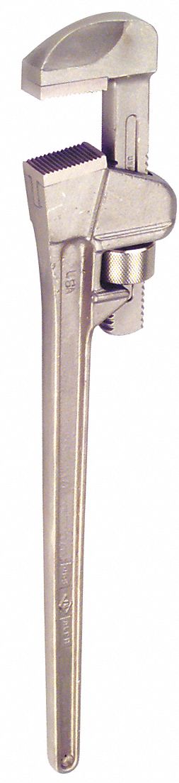 Pipe Wrench: Aluminum Bronze, 7 9/16 in Jaw Capacity, Serrated, 48 in Overall Lg, I-Beam