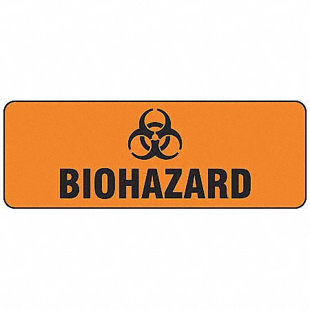 Biohazard Sgn, 3-1/2x10In, BK/ORN, SYM, PK10