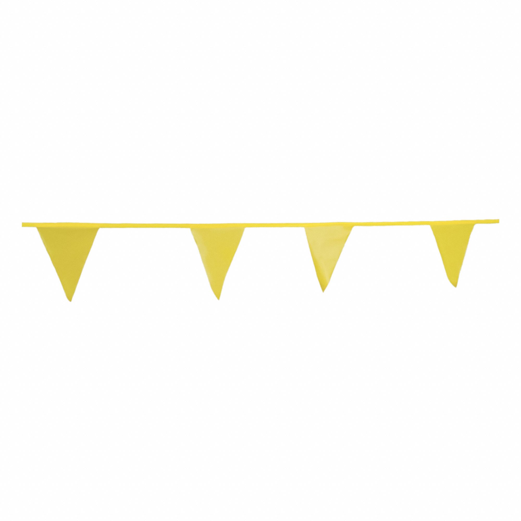 PENNANTS, POLYETHYLENE, 60 FT OVERALL L, 12 IN OVERALL H, 36 PENNANTS INCLUDED, YELLOW