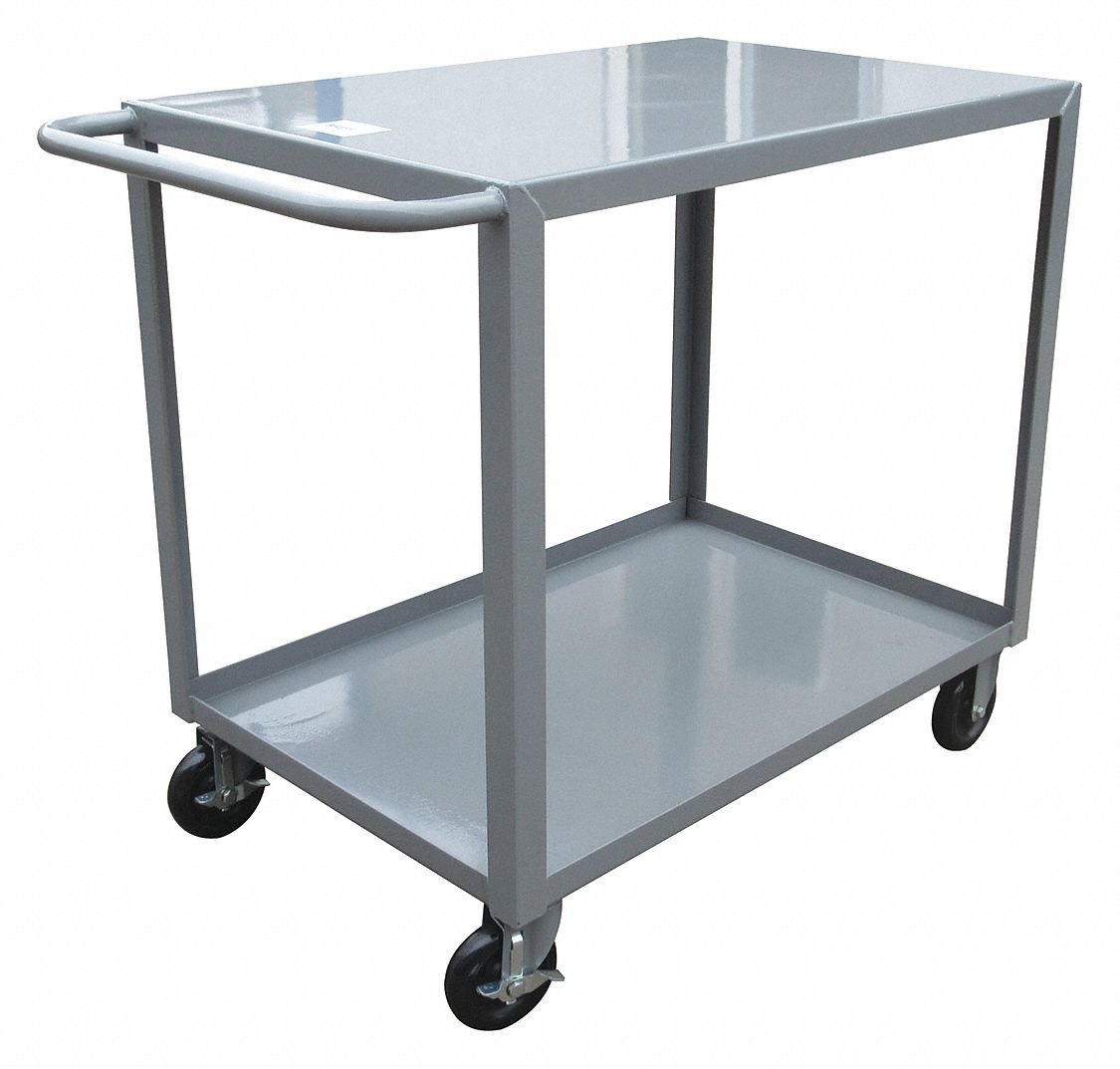 UTILITY CART WITH LIPPED & FLUSH METAL SHELVES, 1,200 LB LOAD CAPACITY, 2 SHELVES
