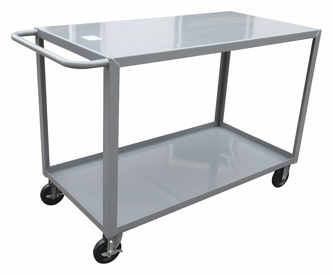 Utility Cart with Lipped & Flush Metal Shelves: 1, 200 lb Load Capacity, 2 Shelves