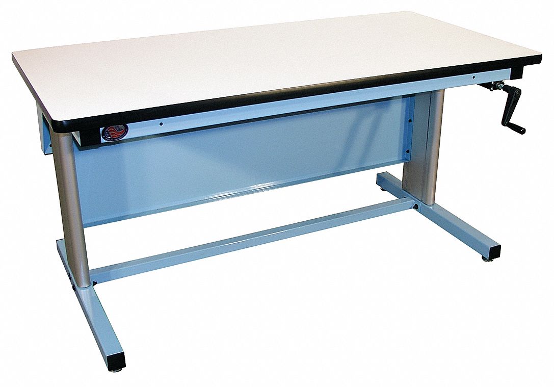 Workbench: 330 lb Load Capacity, 72 in Wd, 30 in Dp, 30 in to 42 in, Light Blue