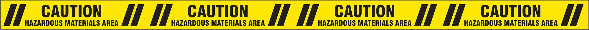 Floor Marking Tape: Message, Message, Black/Yellow, Hazard Warning, 3 in x 60 ft, 7 mil Tape Thick