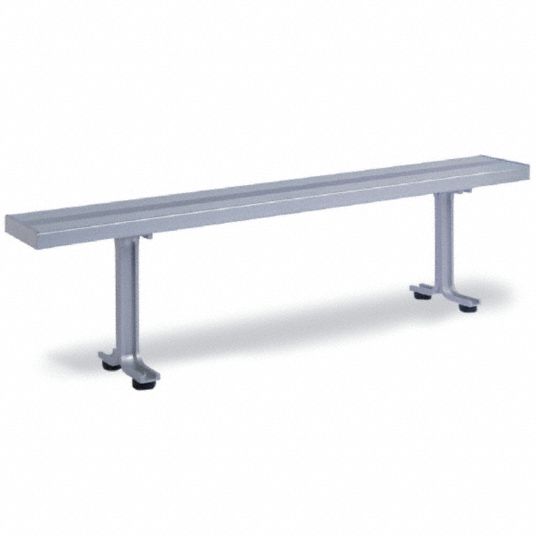 LYON Locker Room Bench 8 ft x 9 1/2 in x 17 1/4 in, Aluminum, Gray