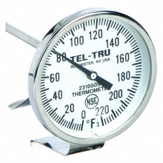 Tel-Tru LT225R-8/23100856 Bimetal Thermom, 2 in Dial, 0 to 220F