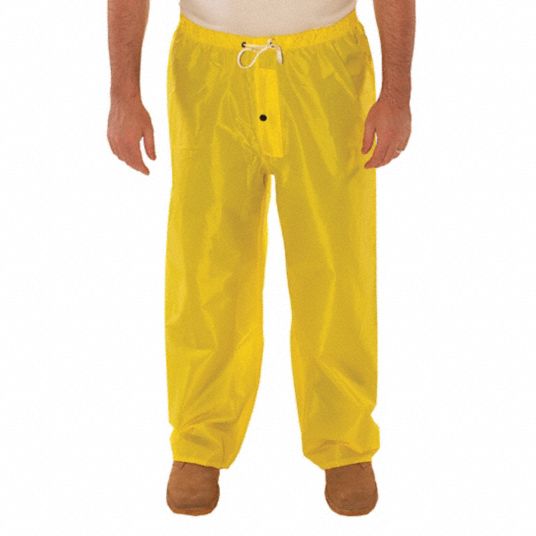 Men’s Complete Breathable Waterproof Rain Pants with 1/2 Zip Legs -  Fluorescent Yellow / S (30-32)W x 30L