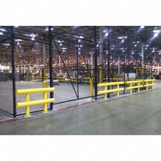 IDEAL SHIELD Safety Yellow, Steel/High Density Polyethylene, Guard Rail ...