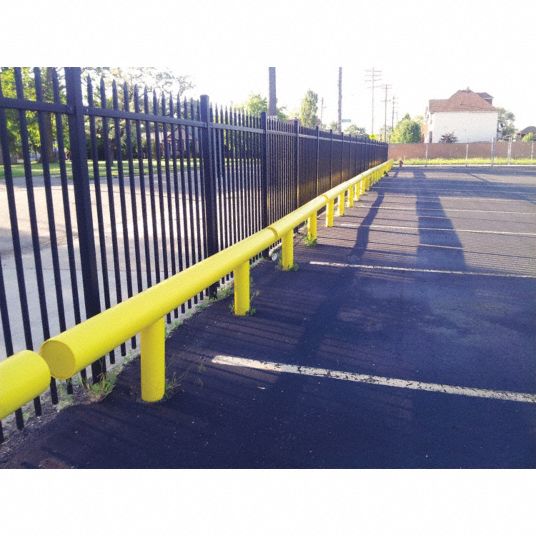 IDEAL SHIELD Safety Yellow, Steel/High Density Polyethylene, Guard Rail ...