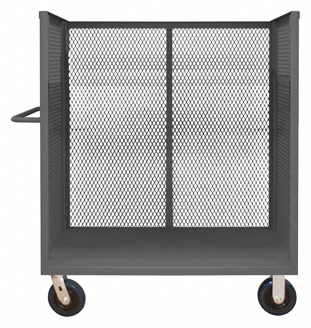 3 Sided Mesh Cart 1 Shelf 3600 lb.
