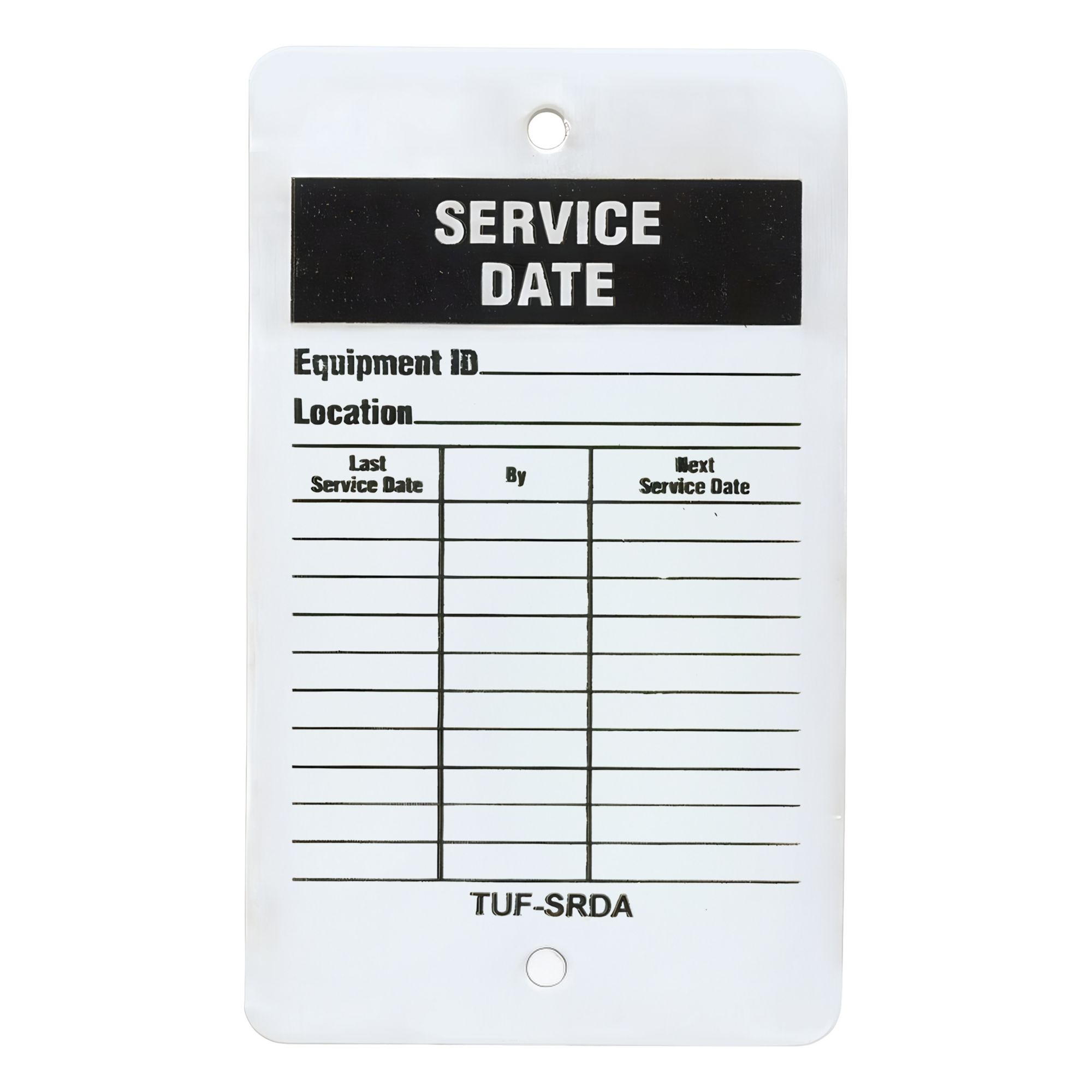 Tag: 3 in Wd, 5 in Ht, Aluminum, Black/Red/White, English