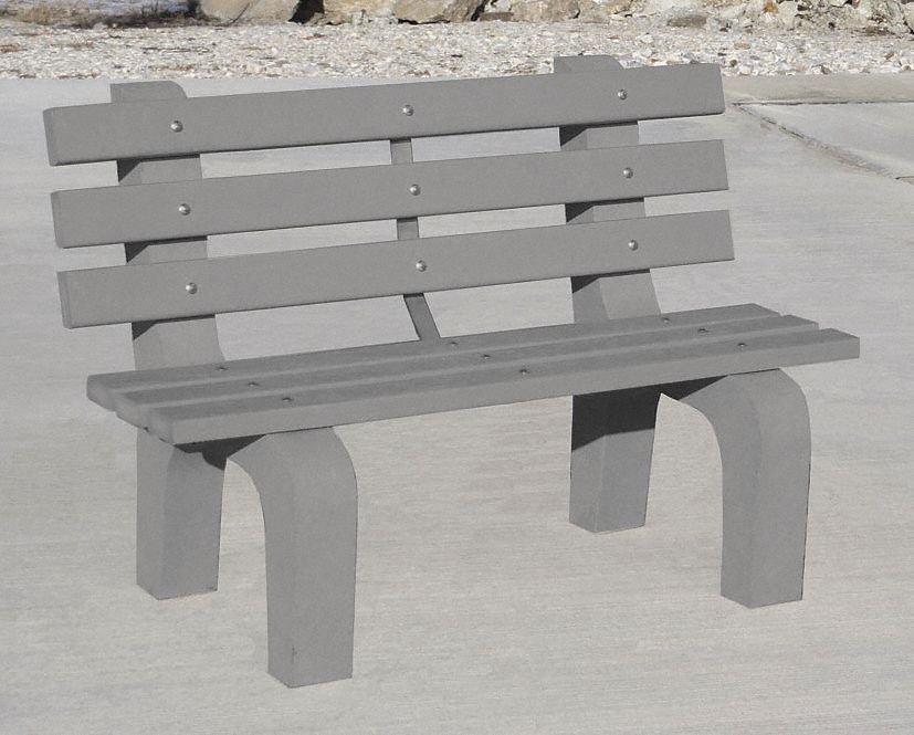Grainger Approved Recycled Plastic Park Bench Gray 48 Length