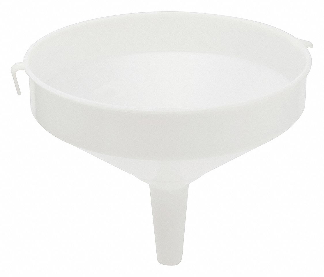 FUNNEL, PLASTIC, 202.8 FL OZ CAPACITY, 6 L CAPACITY, HDPE, HDPE, WHITE, LARGE FUNNEL