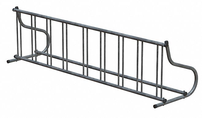 BIKE RACK,1-SIDED,9-BIKE,110 IN.,SILVER