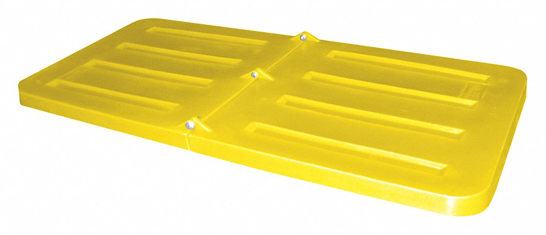 Hinged Truck Lid: 16.9 cu ft Fits Truck Size (Cu.-Ft.), MDPE, Yellow, Resting Lid