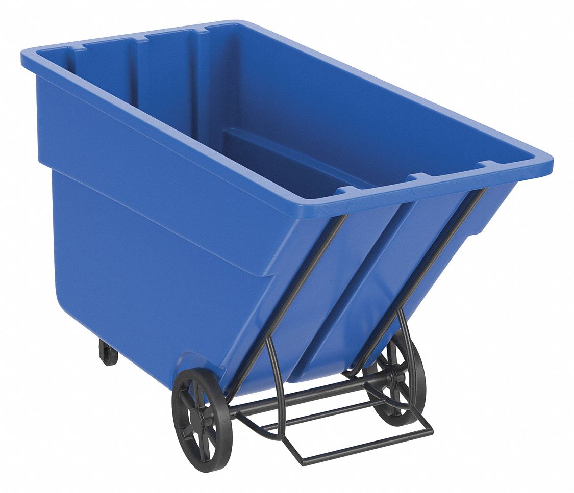 General Purpose Plastic Tilt Truck: 29 cu ft Cubic Foot Capacity, Blue, Raised