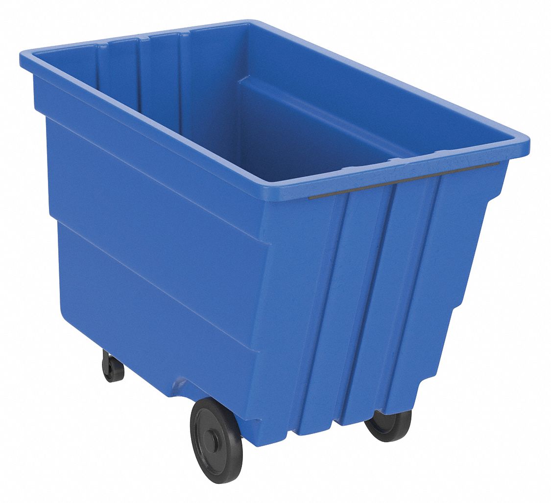 General Purpose Plastic Tilt Truck: 50 cu ft Cubic Foot Capacity, Blue, Raised
