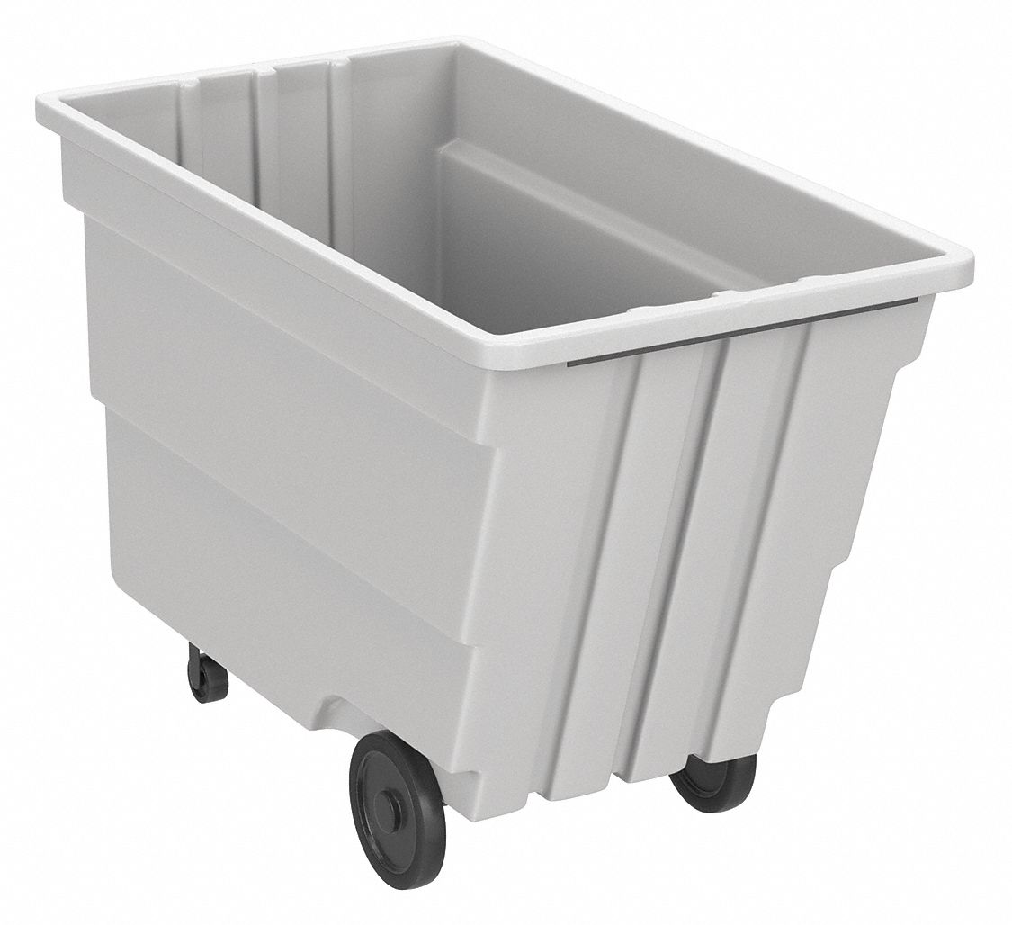 General Purpose Plastic Tilt Truck: 50 cu ft Cubic Foot Capacity, White, Raised