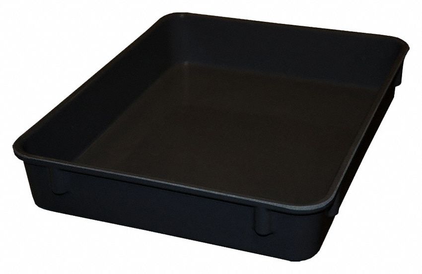 Nesting Tote: 0.9 gal, 12 3/8 in x 9 3/4 in x 2 1/8 in, -60°F to 250°F, Black