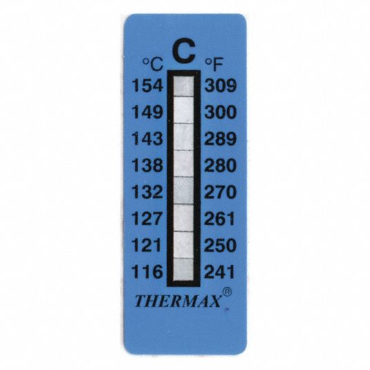 026518 Tempil Thermax 5 Level Strip: 99 deg. F to 120 deg. F / 37 deg. C to  49 deg. C (Pack of 10)