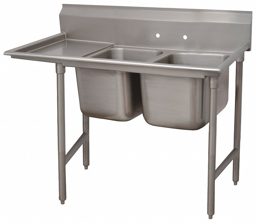 Scullery Sink: 2 Bowls, 42 in Overall Ht, 64 in Overall Lg, 27 in Overall Wd