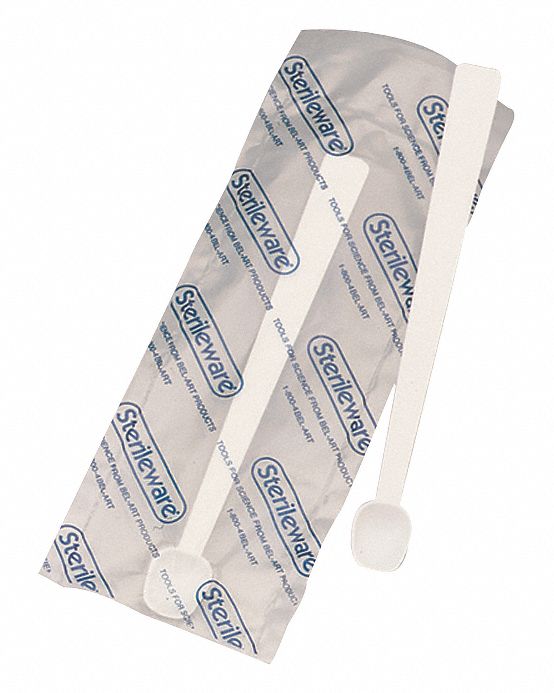 Sampling Spoon: Sterile, Polystyrene, 1.25 mL Capacity - mL, 417/10000 fl oz Capacity - oz, White