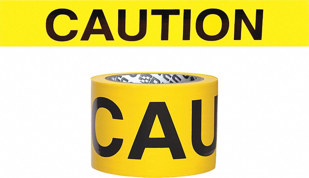 BARRICADE TAPE, CAUTION, BLACK/YELLOW, 200 X 3 IN/3 MIL, POLYETHYLENE