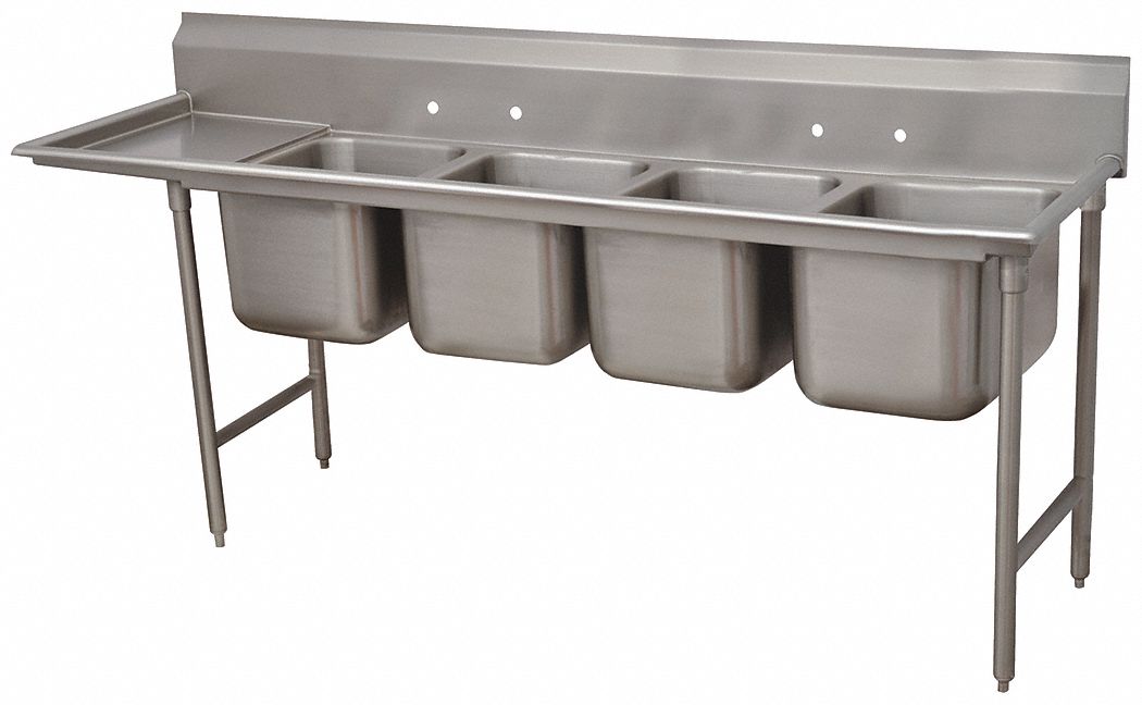 Scullery Sink: 4 Bowls, 42 in Overall Ht, 101 in Overall Lg, 27 in Overall Wd