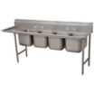 Freestanding, Four-Bowl Kitchen & Bar Sinks Without Faucets, With Drainboards on Left