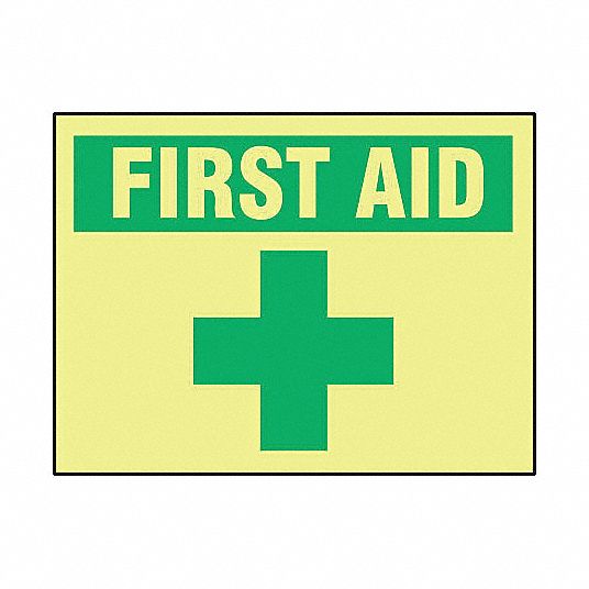 First Aid Sign, Plastic, Rectangle, English, Not Retroreflective ...