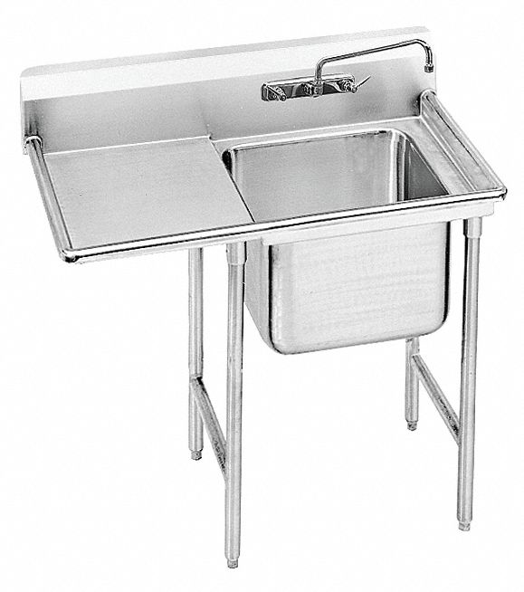 Stainless Steel Scullery Sink With Left Drain Board Without Faucet 18 Gauge Floor Mounting Type