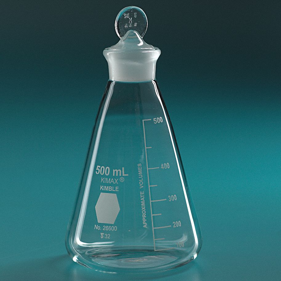 Borosilicate Glass, 500 mL Capacity - mL, Erlenmeyer Flask -  38VK36