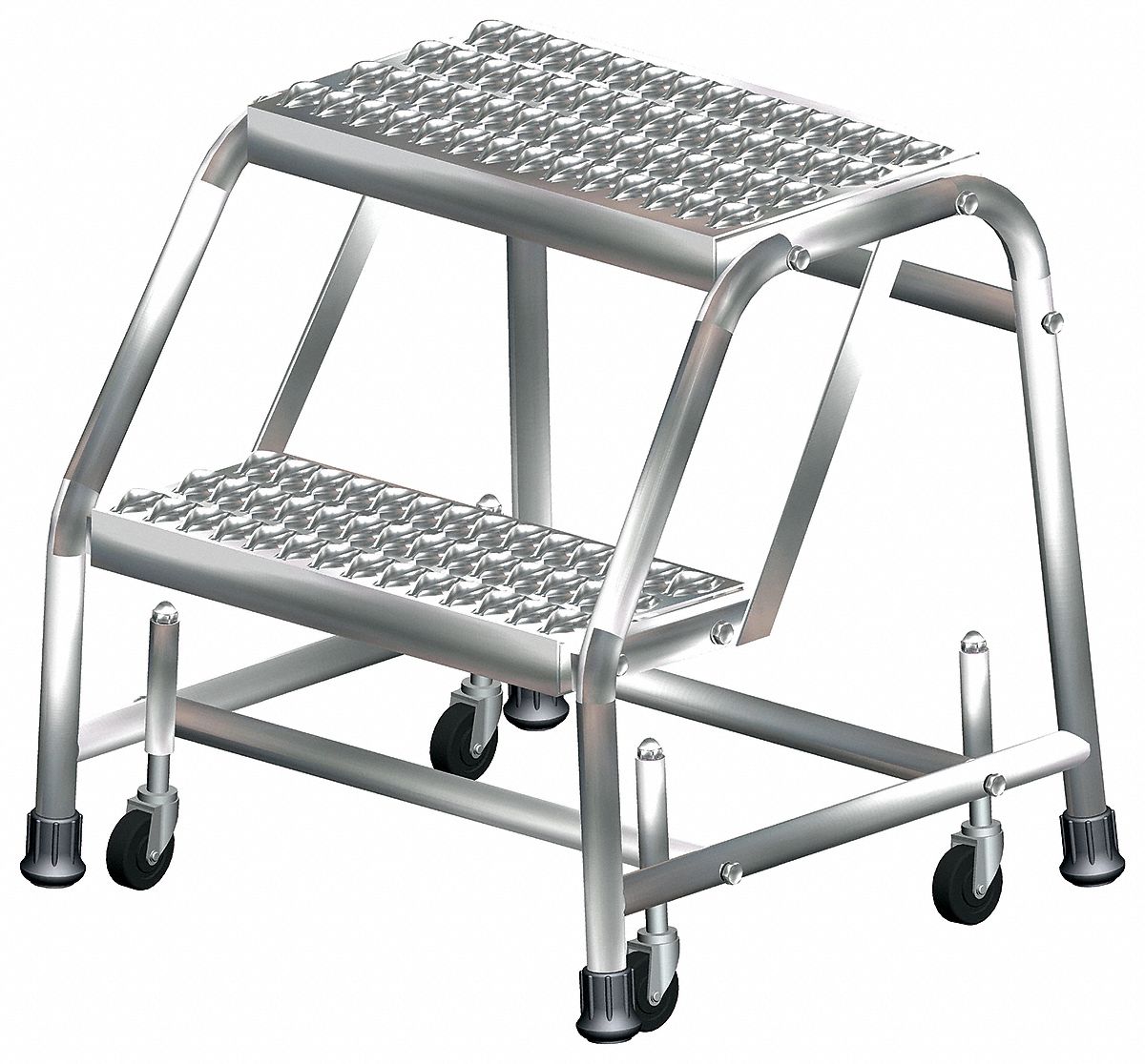 2Step Rolling Ladder, Serrated Step Tread, 19 in Overall Height, 450