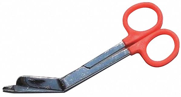 Colorband Scissor: Bandage Scissors, Stainless Steel, Angled, Plastic, 5 1/2 in Overall Lg