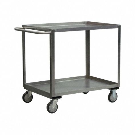 Corrosion-Resistant Utility Cart with Lipped Metal Shelves: 1, 200 lb Load Capacity, 2 Shelves