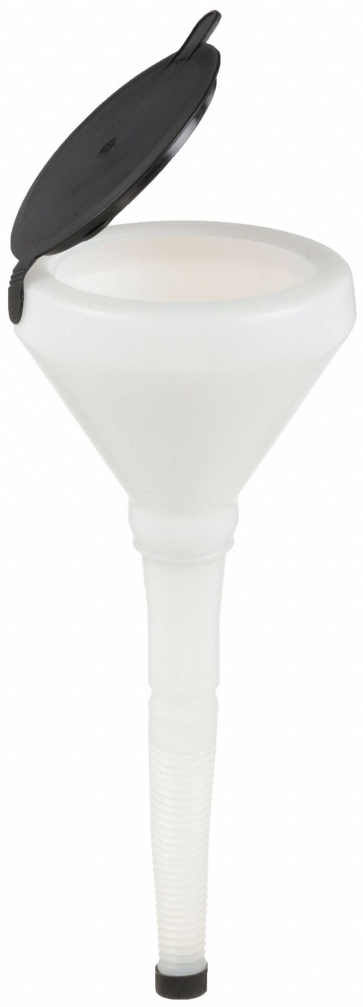 Spout Funnel with Screen: Polyethylene, 48 fl oz Fluid Capacity, 7 in Overall Dia, 7 in Overall Ht