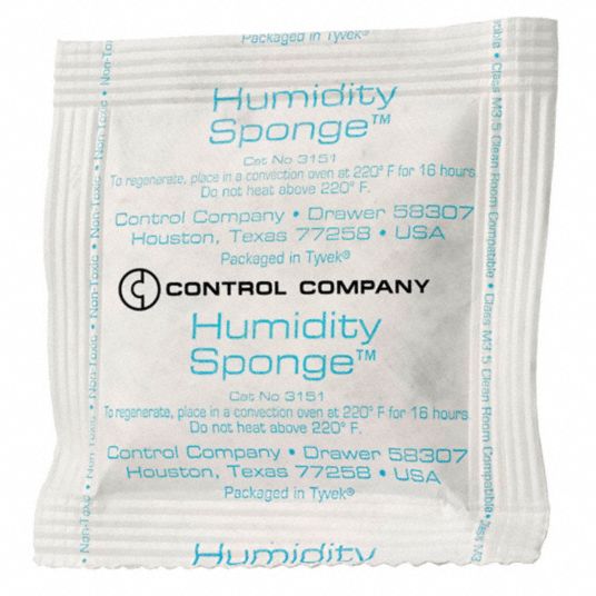 CONTROL COMPANY Humidity Sponge, Tyvek Bags, Width 3 in, Length 3 in