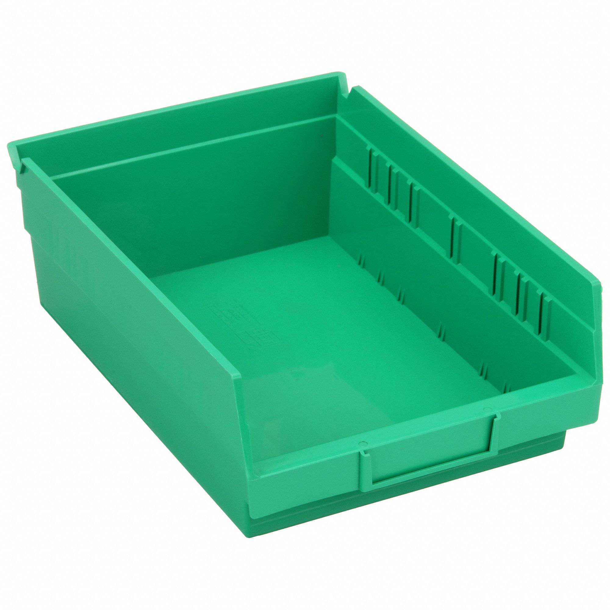 Shelf Bin: 11 5/8 in Overall Lg, 8 3/8 in x 4 in, Green, Nesting Capable