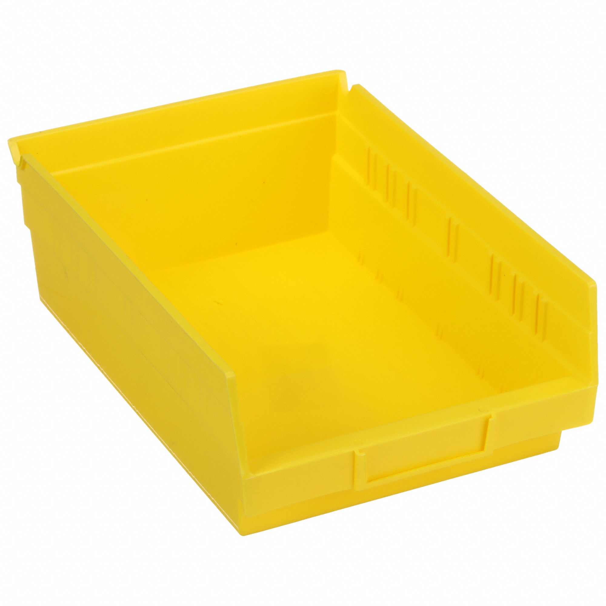 Shelf Bin: 11 5/8 in Overall Lg, 8 3/8 in x 4 in, Yellow, Nesting Capable