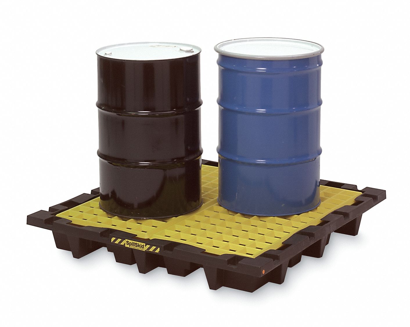 SPILL PALLET, 4 DRUM, UNCOVERED, 66 GAL SPILL CAP, YELLOW, 58.2 X 58.5 X 7.75 IN, POLYETHYLENE