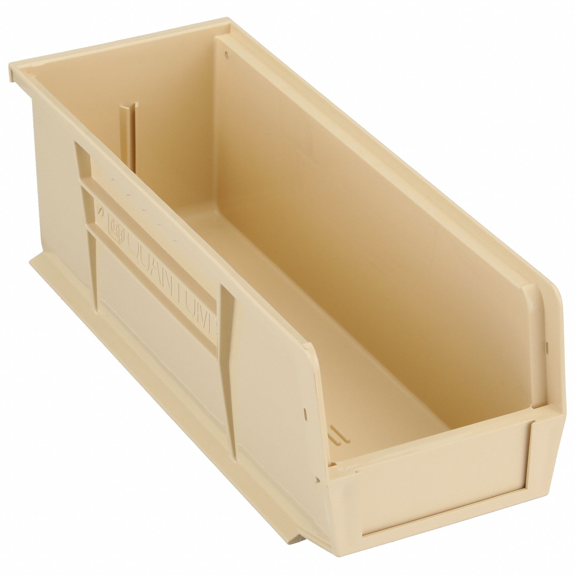 Hang and Stack Bin: 5 1/2 in x 14 3/4 in x 5 in, Beige, 50 lb Load Capacity