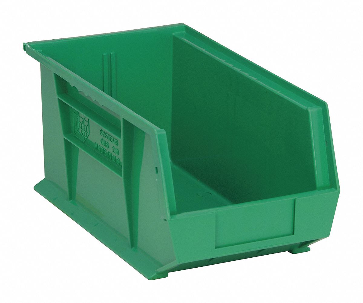 HANG/STACK BIN,14-3/4L X 8-1/4W,GREEN