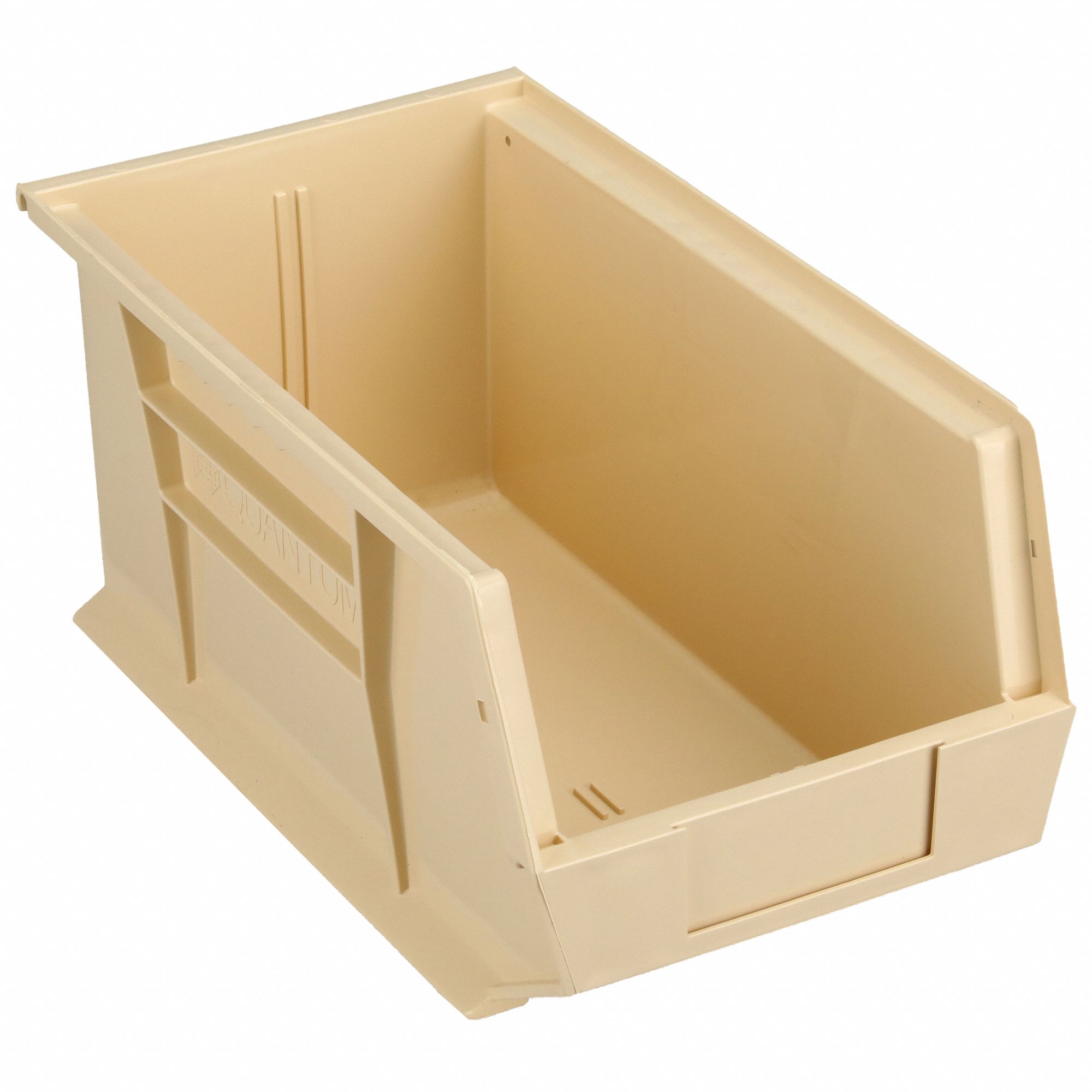 HANG AND STACK BIN, 8¼ IN X 14¾ IN X 7 IN, BEIGE, LABEL HOLDERS