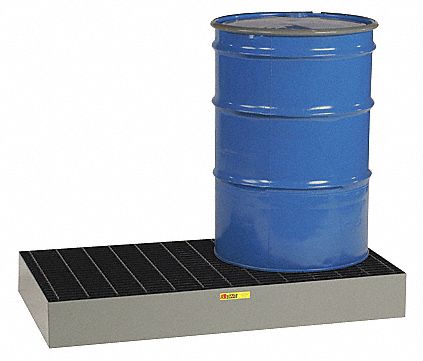 PLATEFORME DE CONFINEMENT DES DÉVERSEMENTS DE BARILS, 26 PO X 51 PO, POUR 2 BARILS DE 55GAL, CAPACITÉ DE 33 GAL, GRIS