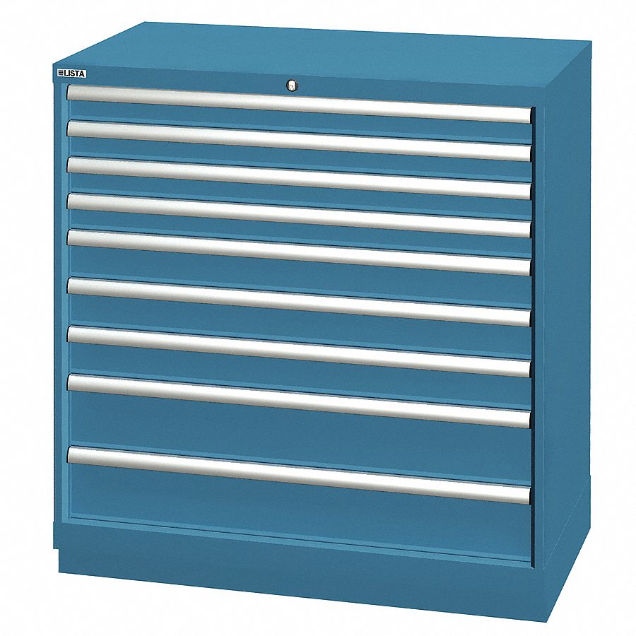 Modular Drawer Cabinet: 40 1/4 in x 22 1/2 in x 39 3/8 in, 9 Drawers, 117 Compartments, Steel