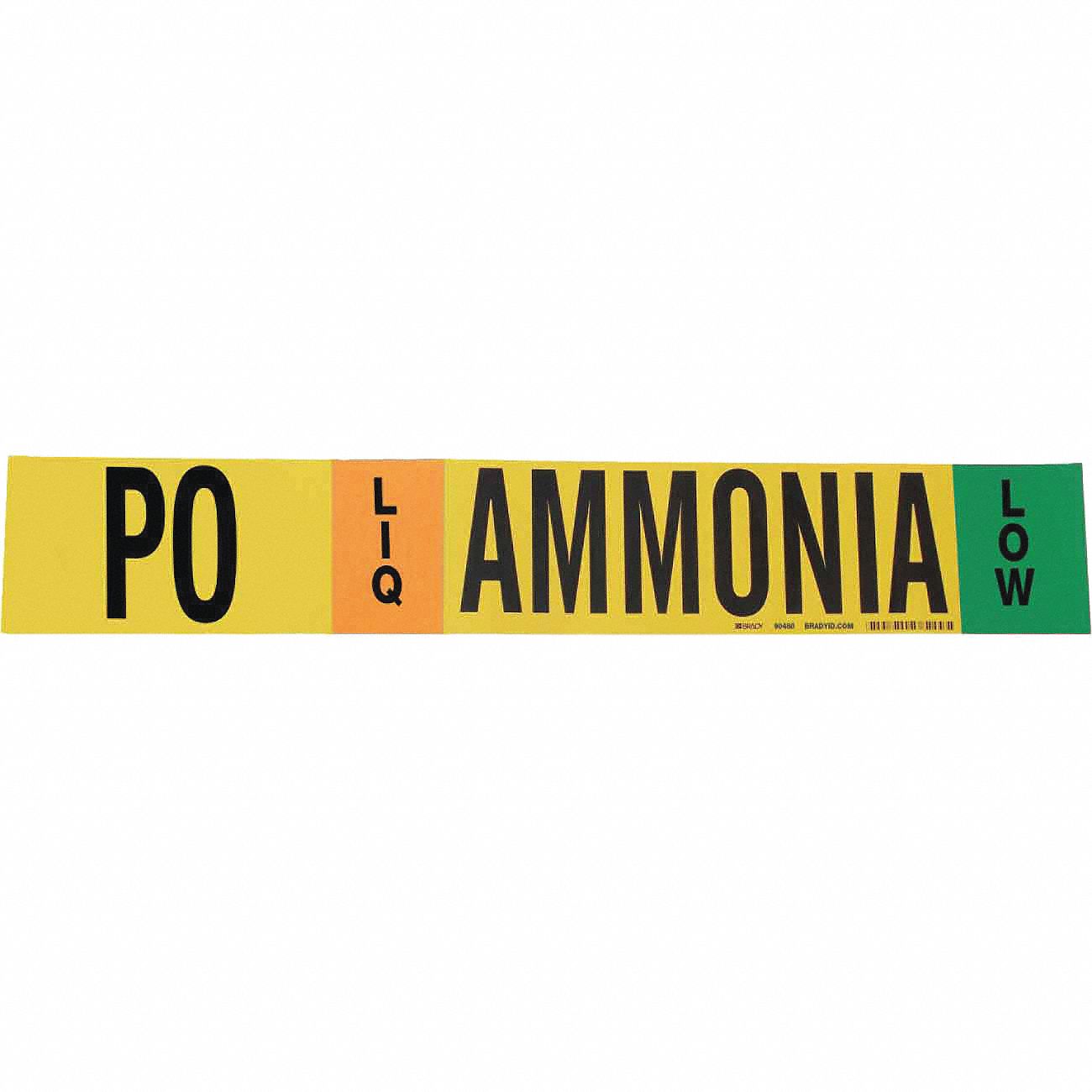 Pipe Marker: PO, LIQ, Low, Fits 8 in and Larger Pipe O.D., 1 Pipe Markers, Without