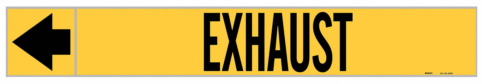 Pipe Marker: Exhaust, Yellow, Black, Fits 1 1/2 to 2 in Pipe O.D., 25 Pipe Markers, With Arrows