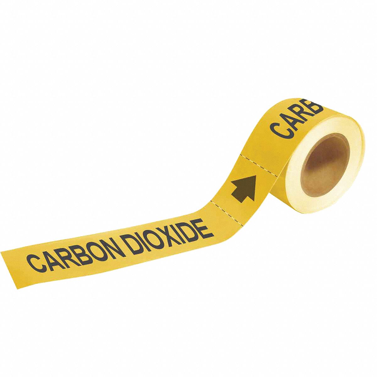 Pipe Marker: Carbon Dioxide, Yellow, Black, Fits 1 1/2 to 2 in Pipe O.D., 25 Pipe Markers